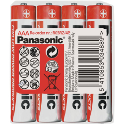 Baterie ZinkoUhlíkové AAA Panasonic RED LR03 1,5V mikro 4ks