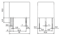 Relé RAS-1215 12V DC 1-přepínací 15A/24V a 10A/250V