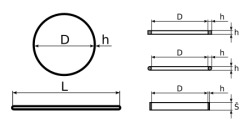 Řemínky čtvercové s průřezem 1,2x1,2mm v průměrech  18-49mm